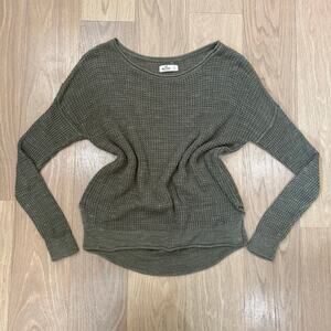 Hollister Olive Green Chunky Waffle Knit Sweater - Size Small
